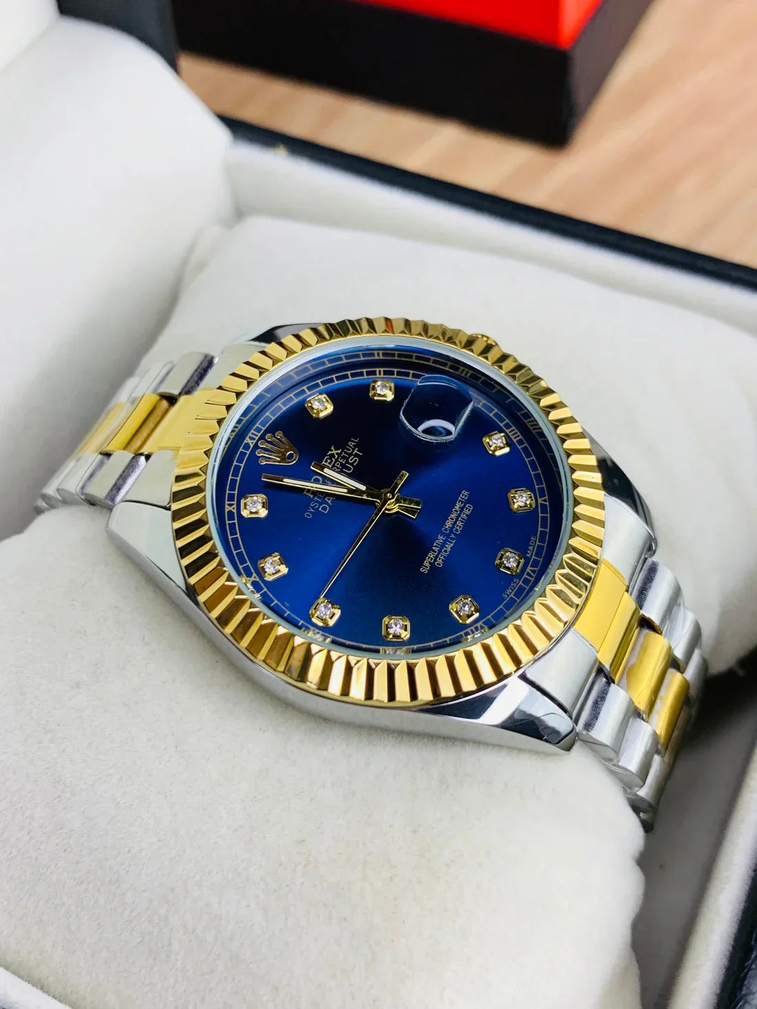 Rolex Texture Case Watch | Blue Dial | Best Price in Pakistan