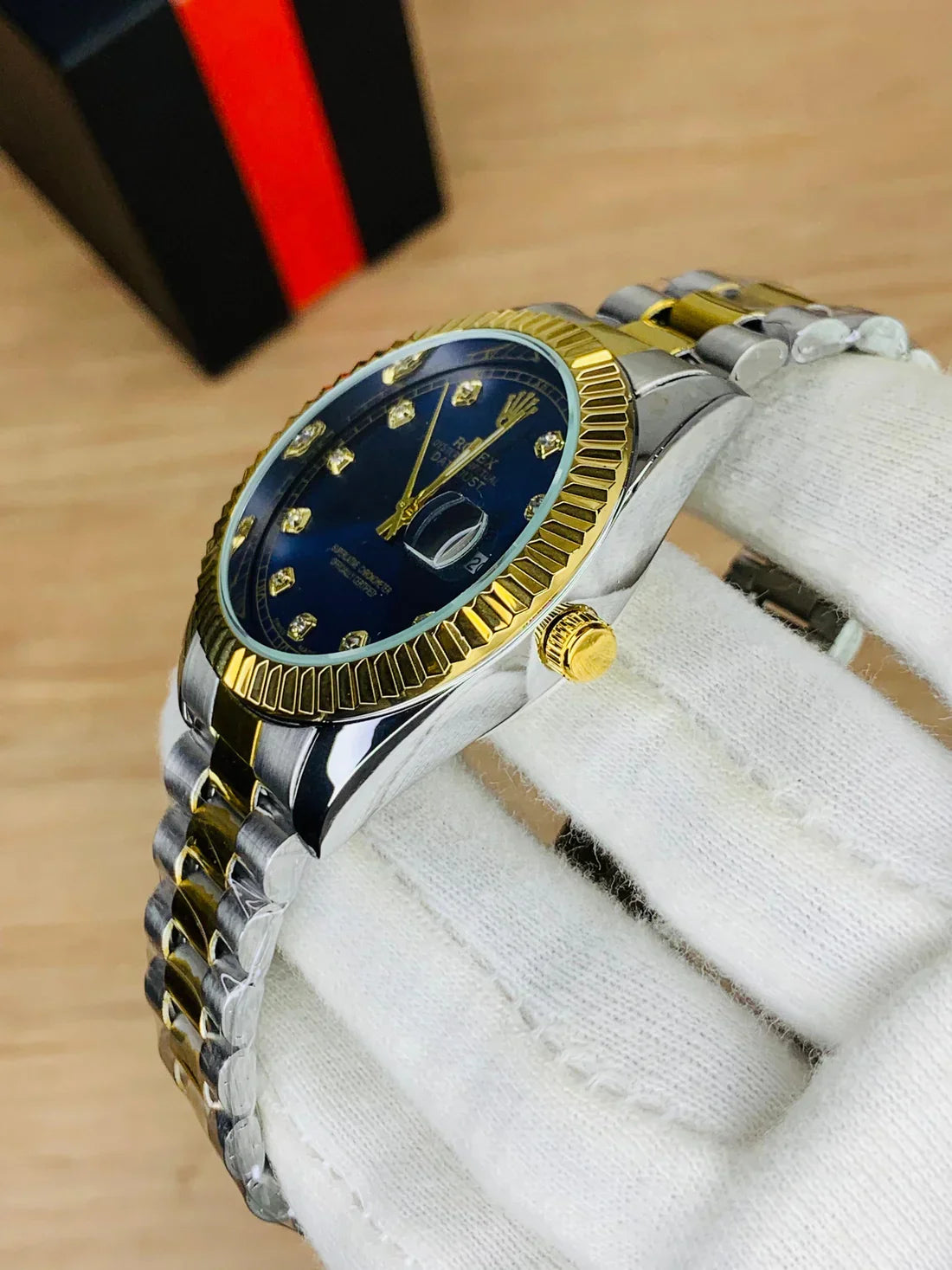 Rolex Texture Case Watch | Blue Dial | Best Price in Pakistan